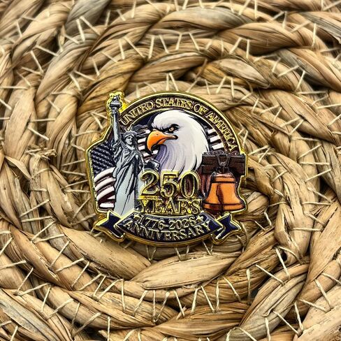250 Anniversary USA Lapel Pin 10/20/50/100Pcs 1.2inch America Patriot Collectible Accessories 250 Years Of Freedom 1776-2026 for Patriot's Day Independence Day in Saudi Arabia