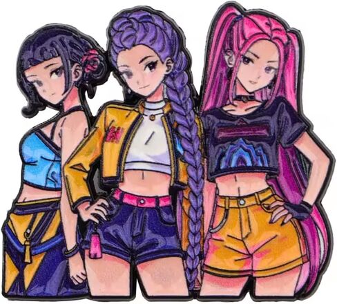 Korean Pop Cartoon Anime Demon Hunters Movie Music Group Team 1.4" Enamel Pin Badge in Saudi Arabia