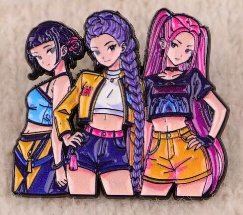 Korean Pop Cartoon Anime Demon Hunters Movie Music Group Team 1.4" Enamel Pin Badge in Saudi Arabia