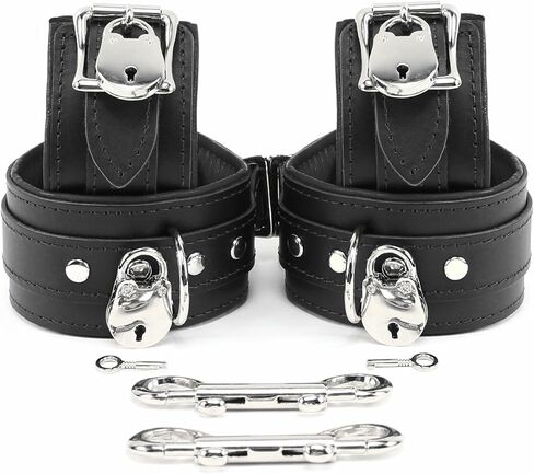 Miami Cuffs Combo Wrist and Ankle Cuffs Lambskin Latigo Leather Handmade Lockable Combo (Red) in Saudi Arabia