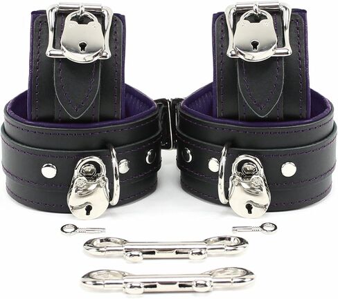 Miami Cuffs Combo Wrist and Ankle Cuffs Lambskin Latigo Leather Handmade Lockable Combo (Red) in Saudi Arabia