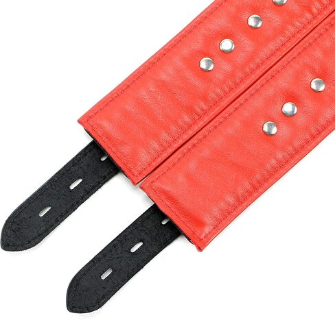 Miami Cuffs Combo Wrist and Ankle Cuffs Lambskin Latigo Leather Handmade Lockable Combo (Red) in Saudi Arabia