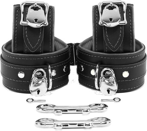 Miami Cuffs Combo Wrist and Ankle Cuffs Lambskin Latigo Leather Handmade Lockable Combo (Red) in Saudi Arabia