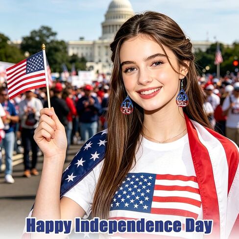 Mysense 250 Anniversary USA Merchandise,Red White & Blue Patriotic Acrylic Teardrop Dangle Earrings,Ideal for 4th of July Outfits & Accessories,Perfect Patriotic Gift for Women in Saudi Arabia