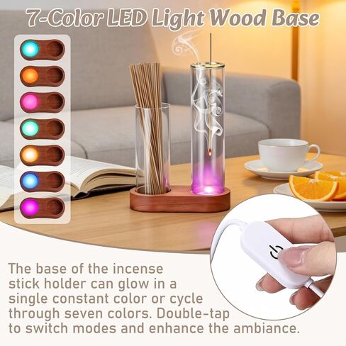 2 in 1 Glass Glowing Incense Holder for Sticks with Glass Ash Catcher, Upside Down Anti-Ash Incense Stick Burner, Modern Vertical Incense Holder for Yoga, Spa, Meditation and Home Decor in Saudi Arabia