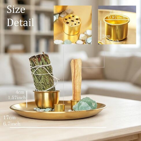 Crystal Multifunction Incense and Candle Holder for Burning Sage, Palo Santo, Incense Sticks - Natural Stone with Metal Plate Ash Catcher for Meditation Room Home Decor Spritual Gifts (Color 1) in Saudi Arabia