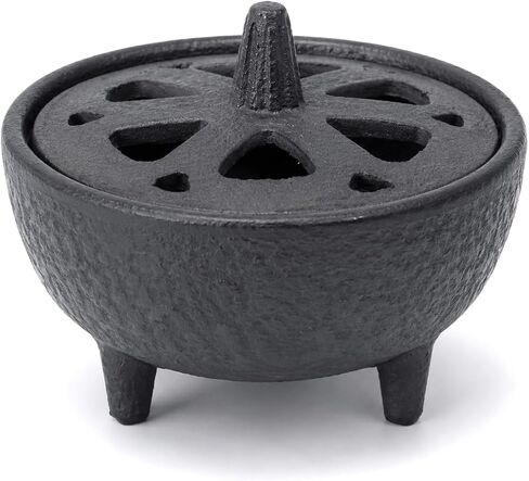 Cast Iron Incense Burner with Fireproof Cotton, Bakhoor Burner for Resin, Charcoal, Cones & Sticks, Meditation & Yoga Decor in Saudi Arabia