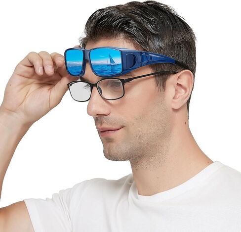 نظارات شمسية IGnaef Fit Over Glasses للرجال والنساء مستقطبة ملفوفة حول النظارات الشمسية لارتدائها فوق النظارات مع حماية من الأشعة فوق البنفسجية in Kuwait