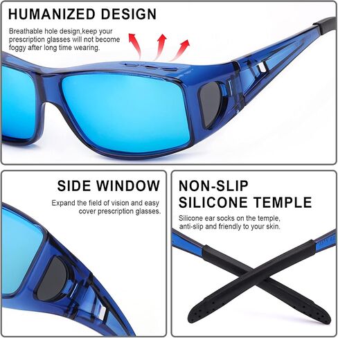 نظارات شمسية IGnaef Fit Over Glasses للرجال والنساء مستقطبة ملفوفة حول النظارات الشمسية لارتدائها فوق النظارات مع حماية من الأشعة فوق البنفسجية in Kuwait