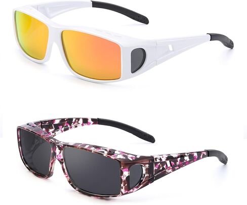 نظارات شمسية IGnaef Fit Over Glasses للرجال والنساء مستقطبة ملفوفة حول النظارات الشمسية لارتدائها فوق النظارات مع حماية من الأشعة فوق البنفسجية in Kuwait