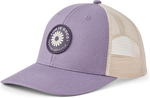 Life is Good. Clean Daisy Trucker, Dusk Purple with Birch White mesh in Kuwait