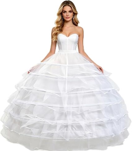 Petticoats for Women A-Line 6 Hoop Skirt Crinoline Underskirt for Wedding Dress Ball Gown Plus Size Dresses in Saudi Arabia