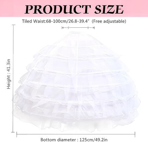 Petticoats for Women A-Line 6 Hoop Skirt Crinoline Underskirt for Wedding Dress Ball Gown Plus Size Dresses in Saudi Arabia