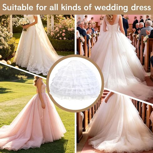 Petticoats for Women A-Line 6 Hoop Skirt Crinoline Underskirt for Wedding Dress Ball Gown Plus Size Dresses in Saudi Arabia