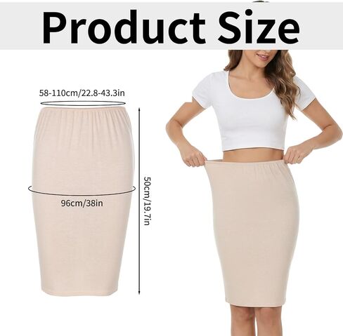 Women's Half Slip for Under Dress Modal Short Underskirt Half Slip Shirt Skirt Dress Seamless Slip Skirt Petticoat Above Knee Under Slips in Kuwait