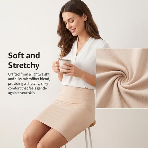 Women's Half Slip for Under Dress Modal Short Underskirt Half Slip Shirt Skirt Dress Seamless Slip Skirt Petticoat Above Knee Under Slips in Kuwait