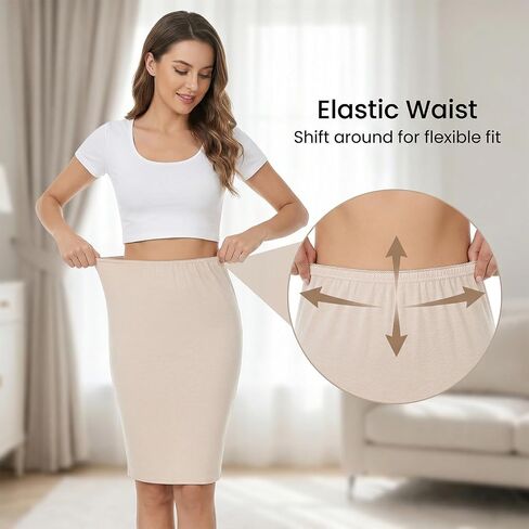 Women's Half Slip for Under Dress Modal Short Underskirt Half Slip Shirt Skirt Dress Seamless Slip Skirt Petticoat Above Knee Under Slips in Kuwait