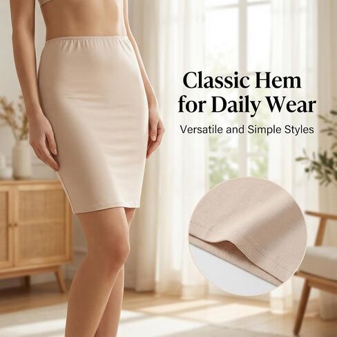 Women's Half Slip for Under Dress Modal Short Underskirt Half Slip Shirt Skirt Dress Seamless Slip Skirt Petticoat Above Knee Under Slips in Kuwait
