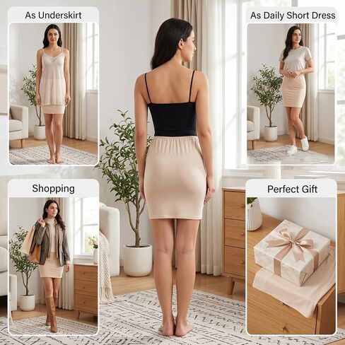 Women's Half Slip for Under Dress Modal Short Underskirt Half Slip Shirt Skirt Dress Seamless Slip Skirt Petticoat Above Knee Under Slips in Kuwait