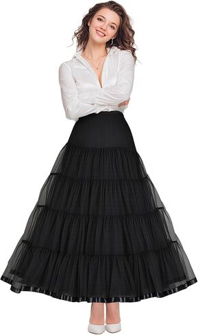Women's Plus Puffy Ankle Length Petticoat 4 Tiers 35" Maxi Underskirt Ankle Length Crinoline Tulle Petticoat in Saudi Arabia