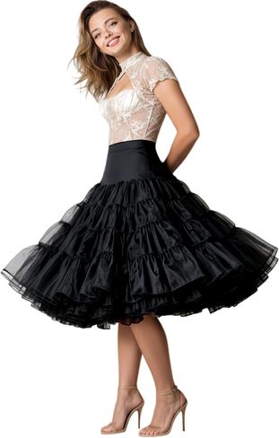 Women's 4 Tiers Plus Puffy 50s Petticoat 26“ Knee length Vintage Underskirt Crinoline Tulle Petticoat Half Slip in Saudi Arabia