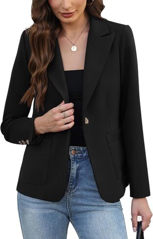 Women's Blazers Business Casual Long Sleeve Solid Jacket Professional Office Work Open Front Suit Blazer with Pockets in Kuwait