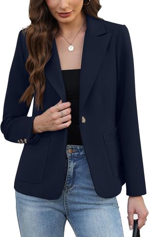 Women's Blazers Business Casual Long Sleeve Solid Jacket Professional Office Work Open Front Suit Blazer with Pockets in Saudi Arabia