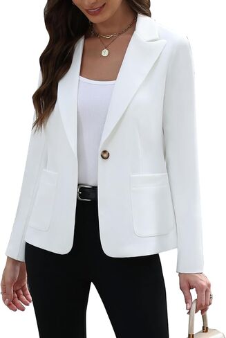 Women's Blazers Business Casual Long Sleeve Solid Jacket Professional Office Work Open Front Suit Blazer with Pockets in Saudi Arabia