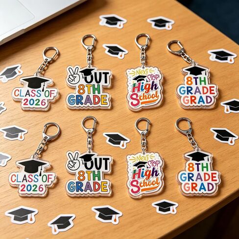 8TH Grade Graduation Keychains Grad Gift for 8TH Grade Graduation Decorations 2026, Middle School Graduation Gifts for Boys Girls Kids Eighth Grade Graduation Supplies in Kuwait