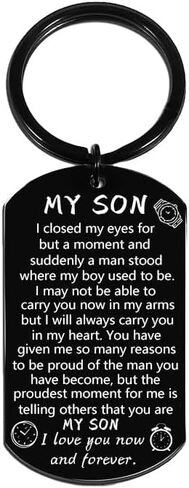 Birthday Gifts for Son, Best Proud of Son Keychain for Our Teen Boy, Unique Gift from Mom for Teen Boys, Christmas Stocking Stuffers in Saudi Arabia