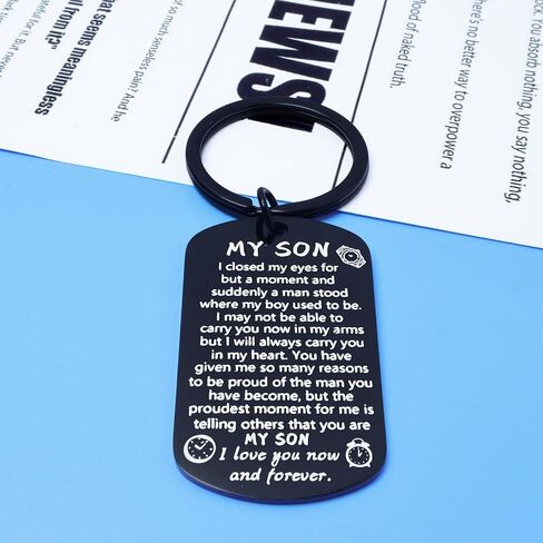 Birthday Gifts for Son, Best Proud of Son Keychain for Our Teen Boy, Unique Gift from Mom for Teen Boys, Christmas Stocking Stuffers in Saudi Arabia