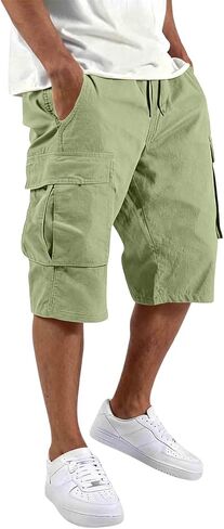 Twill Cargo Shorts for Men Cotton Relaxed Fit Classic Bermuda Shorts with Pockets Summer Casual Comfort Outfit in Saudi Arabia