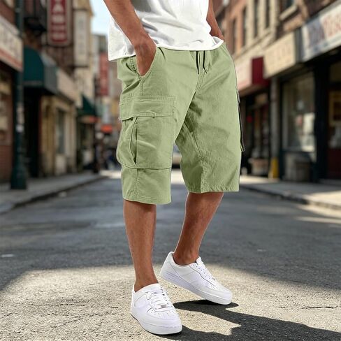 Twill Cargo Shorts for Men Cotton Relaxed Fit Classic Bermuda Shorts with Pockets Summer Casual Comfort Outfit in Saudi Arabia