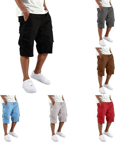 Twill Cargo Shorts for Men Cotton Relaxed Fit Classic Bermuda Shorts with Pockets Summer Casual Comfort Outfit in Saudi Arabia