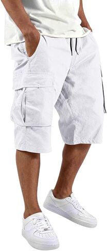 Twill Cargo Shorts for Men Cotton Relaxed Fit Classic Bermuda Shorts with Pockets Summer Casual Comfort Outfit in Saudi Arabia