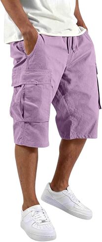 Twill Cargo Shorts for Men Cotton Relaxed Fit Classic Bermuda Shorts with Pockets Summer Casual Comfort Outfit in Saudi Arabia