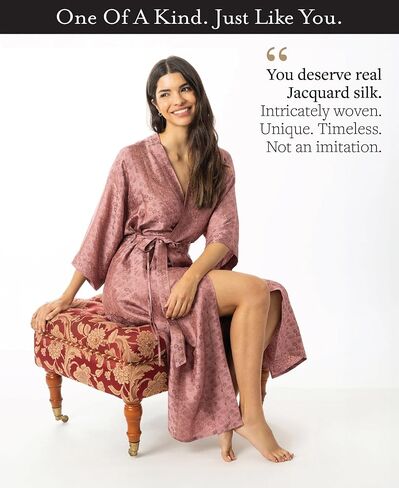 Tara Sartoria Luxury Artisan Silk Kimono Robe for Women, Jacquard, Washable, XS–4XL, Oprah Daily 2025 in Kuwait