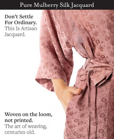 Tara Sartoria Luxury Artisan Silk Kimono Robe for Women, Jacquard, Washable, XS–4XL, Oprah Daily 2025 in Kuwait