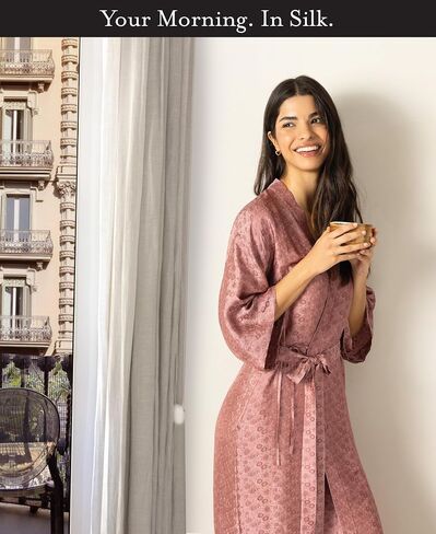 Tara Sartoria Luxury Artisan Silk Kimono Robe for Women, Jacquard, Washable, XS–4XL, Oprah Daily 2025 in Kuwait