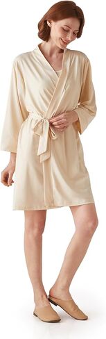 Womens Robe Lightweight Short Knit Bathrobe Soft Ladies Sleepwear with Pockets,lightweight summer robes for women in Saudi Arabia