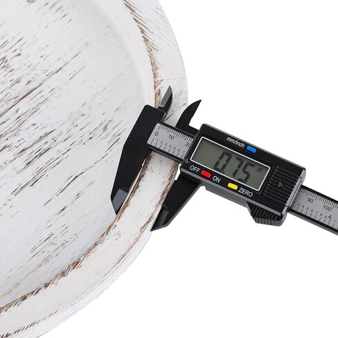 Romadedi Rustic Wooden Tray Candle Holder - Round Wood Decorative Pillar Candle Tray for Coffee Table Farmhouse Kitchen Countertop Organizer Home Decor Wedding Centerpiece, Distressed White in Kuwait