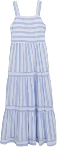Speechless Girls' 7-16 Sleeveless Striped Cotton Voile Tiered Maxi Dress in Kuwait