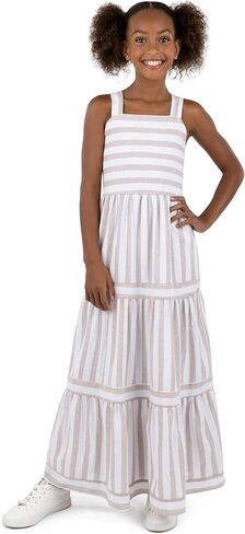 Speechless Girls' 7-16 Sleeveless Striped Cotton Voile Tiered Maxi Dress in Kuwait