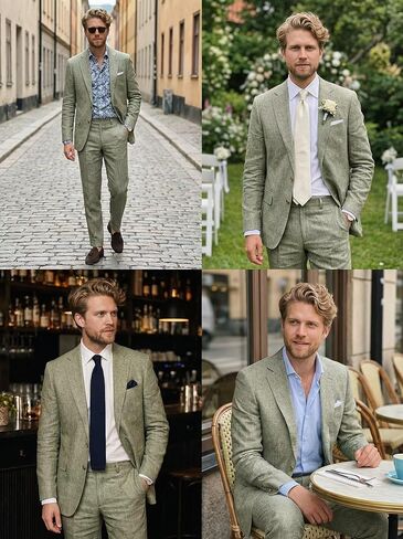 Slim Fit 2 Piece Mens Suit Set,Slim Fit Suit for Men Solid Jacket Pants Blazer Wedding Prom Tuxedo Single Breasted Sky Blue M in Saudi Arabia