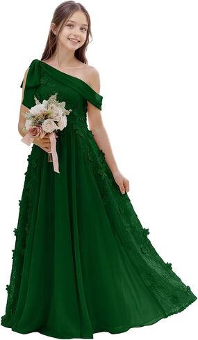 Junior Bridesmaid Dresses Lace Appliques Chiffon Flower Girl Dress Princess Pageant Prom Gowns in Saudi Arabia