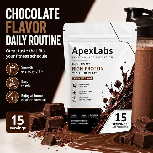 Apex Labs Muscle Powder Chocolate, Apexlabs Workout Supplement You Can Take Pre/Post Workout or with Meals in Saudi Arabia