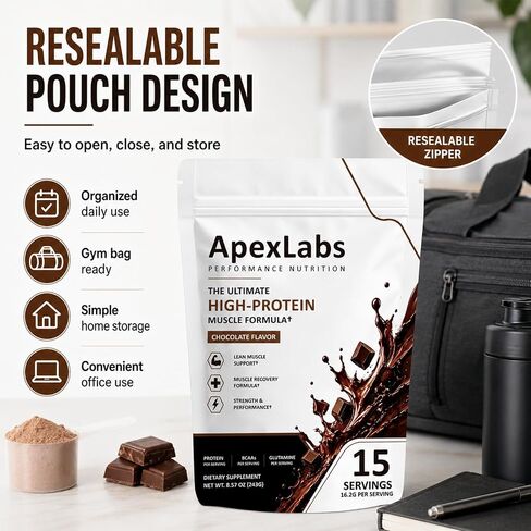 Apex Labs Muscle Powder Chocolate, Apexlabs Workout Supplement You Can Take Pre/Post Workout or with Meals in Saudi Arabia