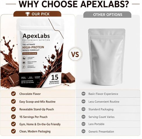 Apex Labs Muscle Powder Chocolate, Apexlabs Workout Supplement You Can Take Pre/Post Workout or with Meals in Saudi Arabia
