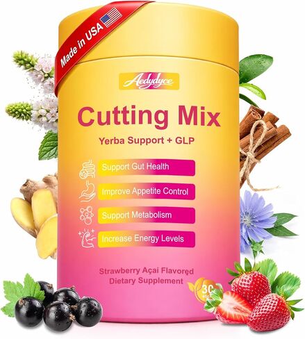 Cutting Drink Mix – GLP-1 Drink Mix – Support Dual Action Craving & Metabolism | Berberine, Cinnamon, Chromium, 5-HTP, Yerba Mate & Magnesium | Promotes Gut Health | Strawberry Flavor – 30 Sticks in Saudi Arabia