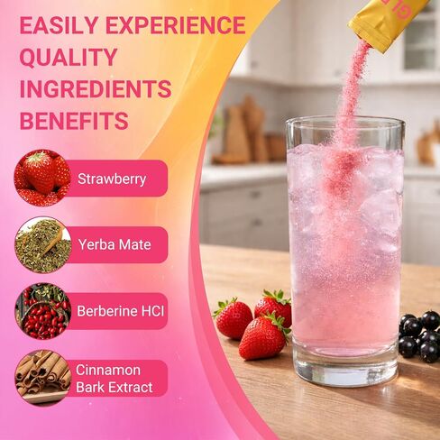 Cutting Drink Mix – GLP-1 Drink Mix – Support Dual Action Craving & Metabolism | Berberine, Cinnamon, Chromium, 5-HTP, Yerba Mate & Magnesium | Promotes Gut Health | Strawberry Flavor – 30 Sticks in Saudi Arabia